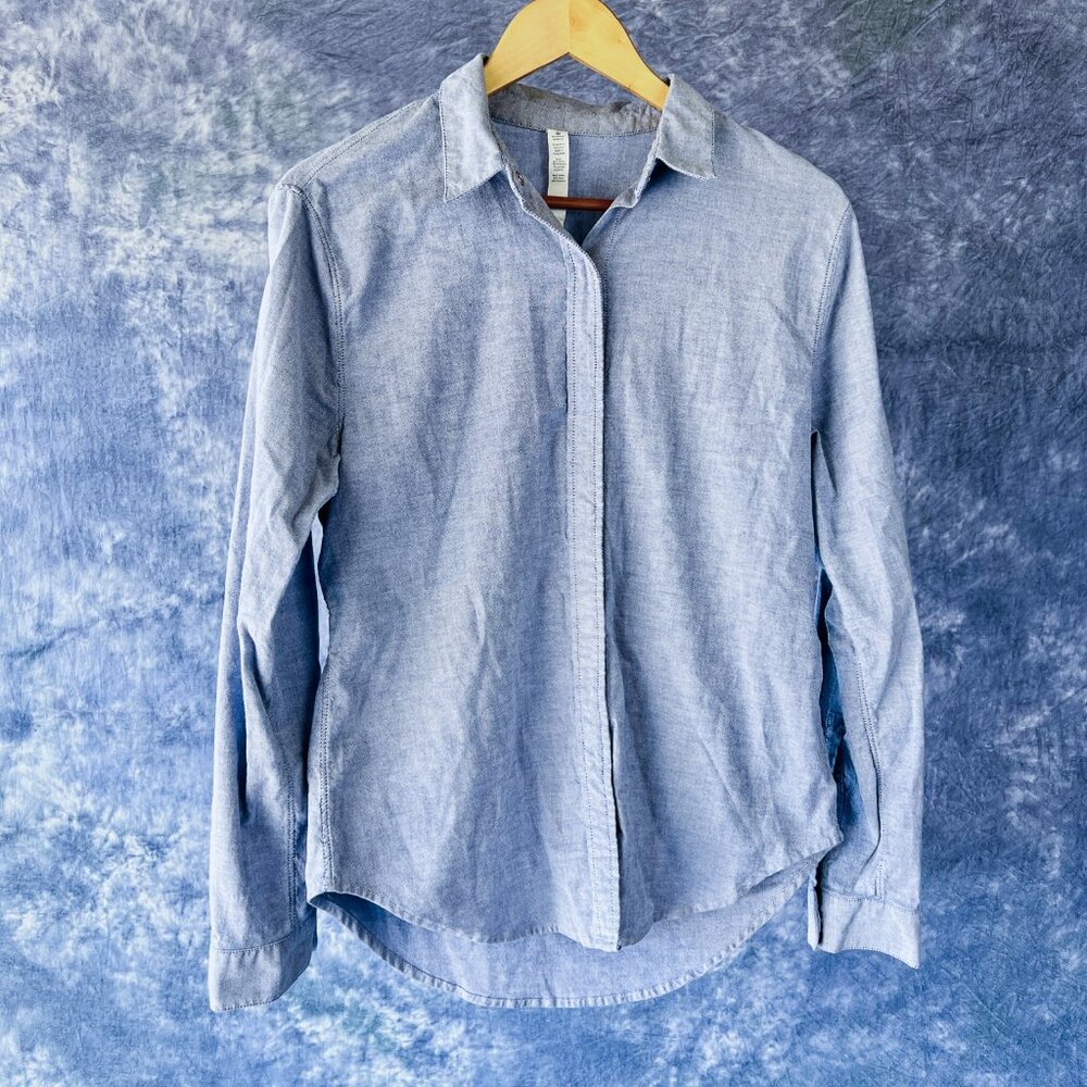 Lululemon Blue Getaway Oxford Vented Shirt Sz 8